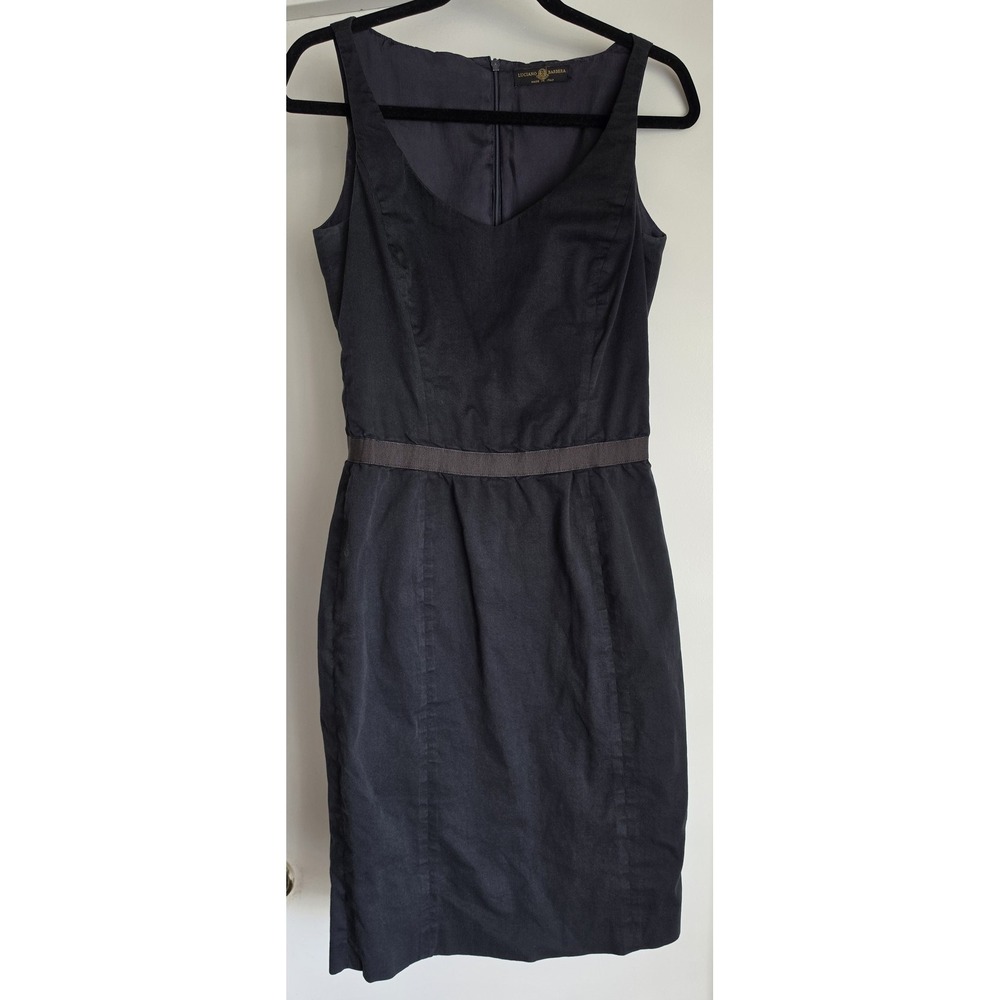 Luciano Barbera Sleeveless Dress Size 40/ US S Black Solid Scoop Neck Sheath LBD